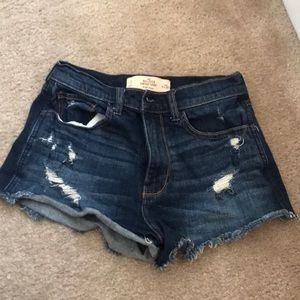 High rise denim shorts